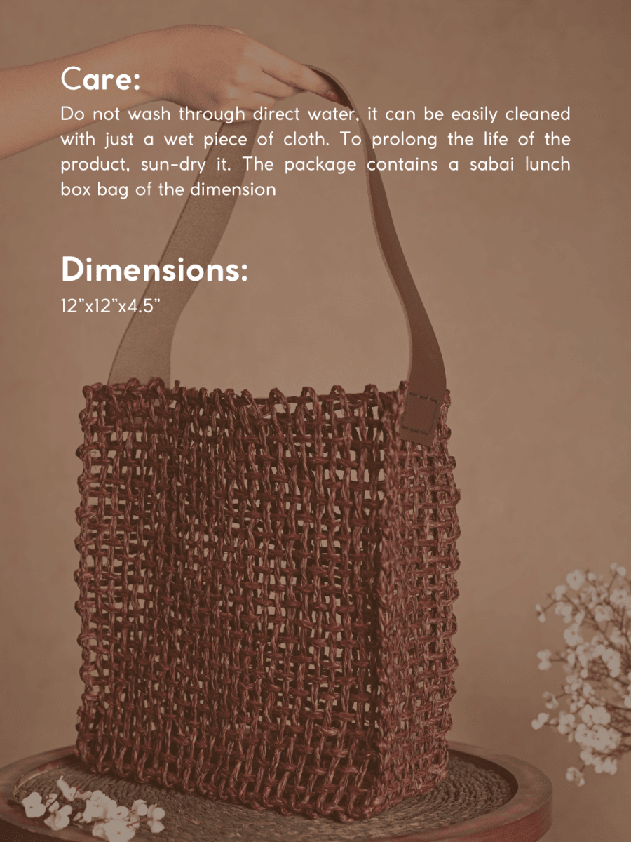 Handmade Sabai Grass Uno Mesh Bag - Kadam Haat