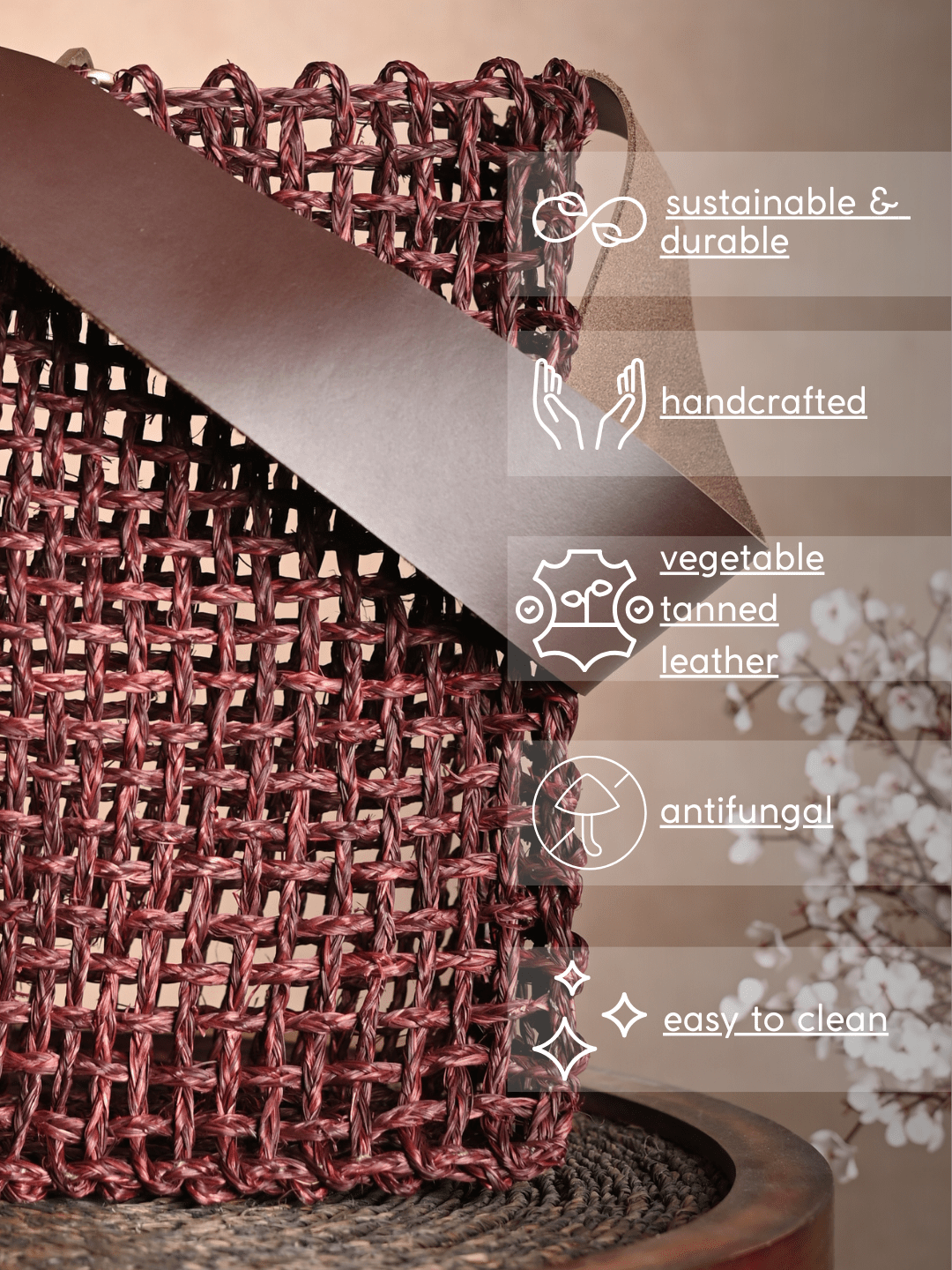 Handmade Sabai Grass Uno Mesh Bag - Brown - Kadam Haat