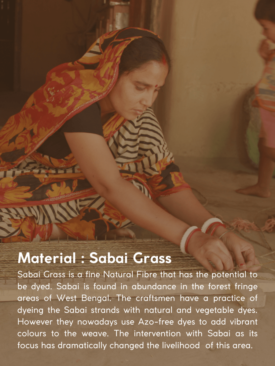 Handmade Sabai Grass Uno Mesh Bag - Natural - Kadam Haat