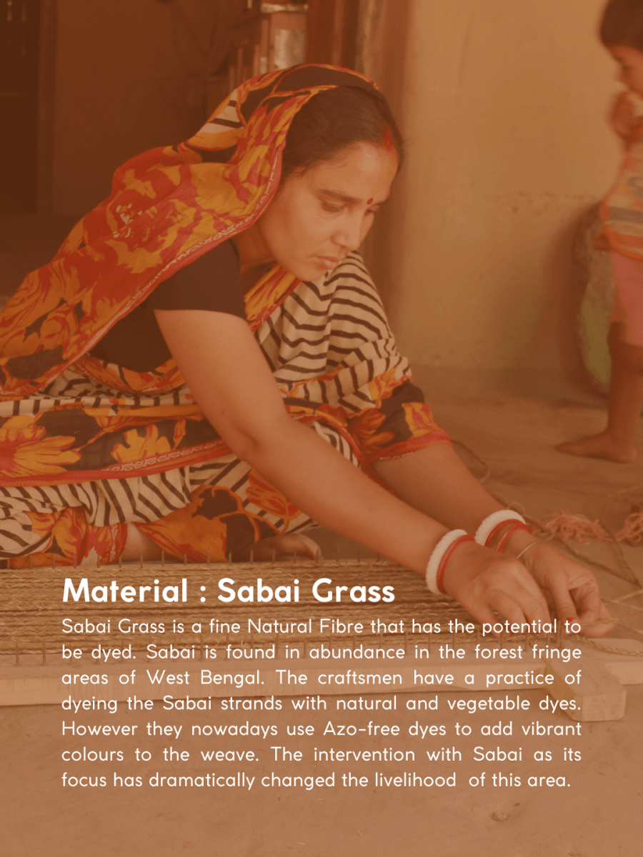 Handmade Sabai Grass Zari Mini Mesh Bag - Orange Gold - Kadam Haat