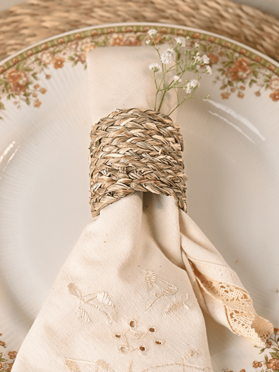 Handmade Sabai Napkin Rings - Set of 4 - Kadam Haat