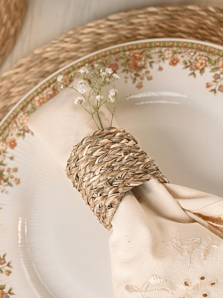 Handmade Sabai Napkin Rings - Set of 4 - Kadam Haat