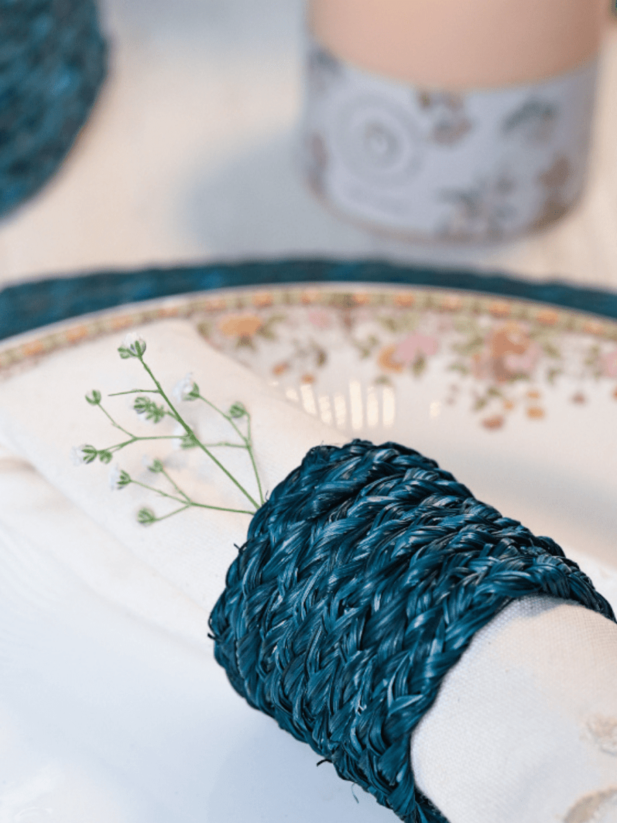 Handmade Sabai Napkin Rings - Set of 4 - Kadam Haat