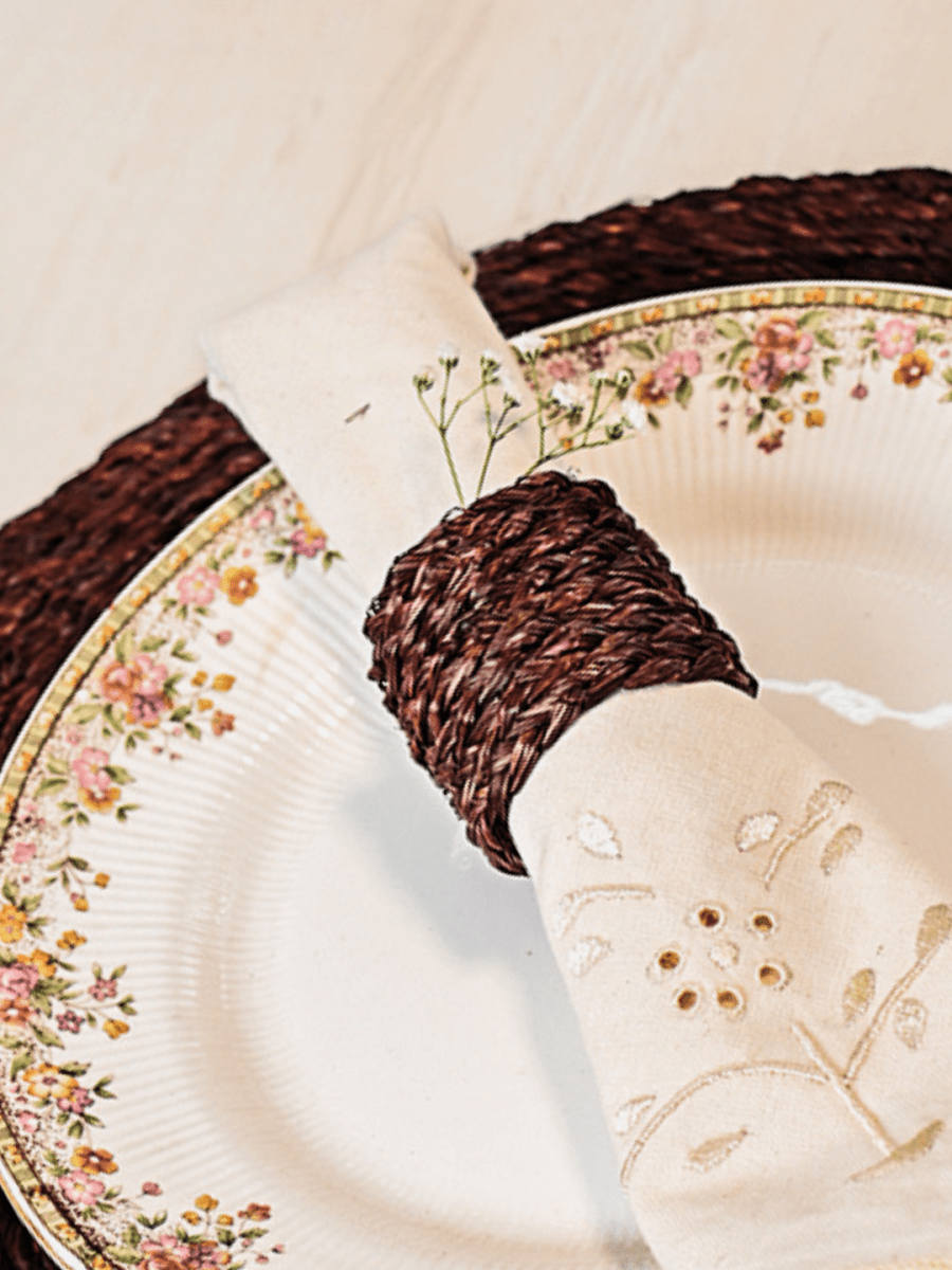 Handmade Sabai Napkin Rings - Set of 4 - Kadam Haat