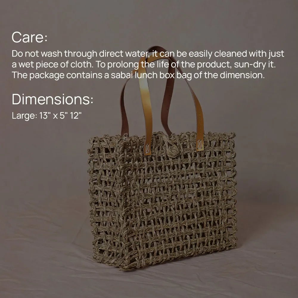 Handmade Sabai Zari Large Mesh Bag - Kadam Haat