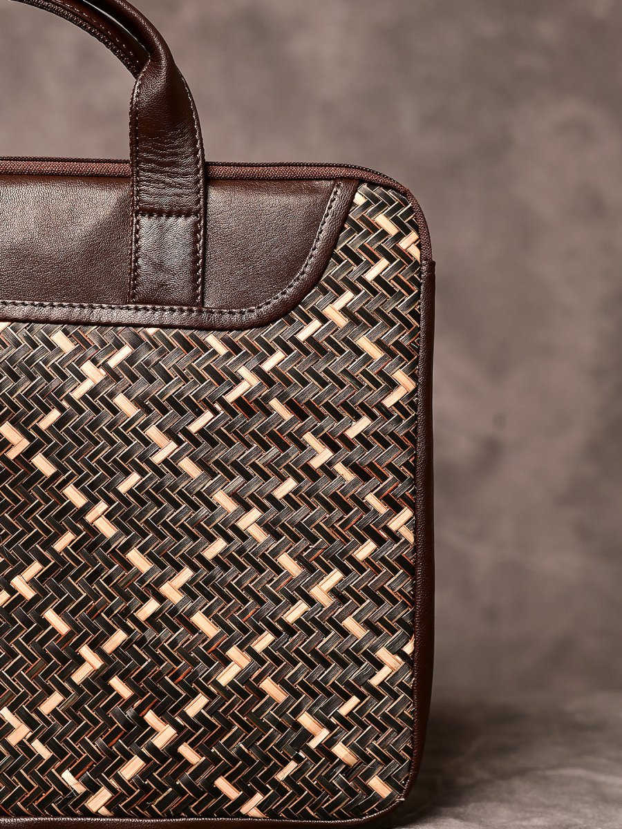 Handmade Sitalpati Laptop Bag - Black - Kadam Haat