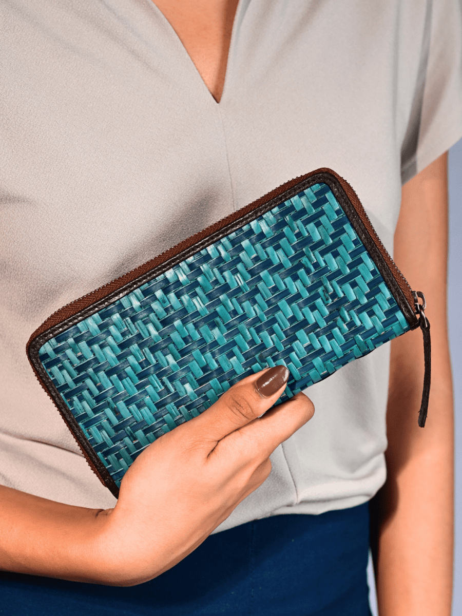 Handmade Sitalpati Wallet - Indigo - Kadam Haat