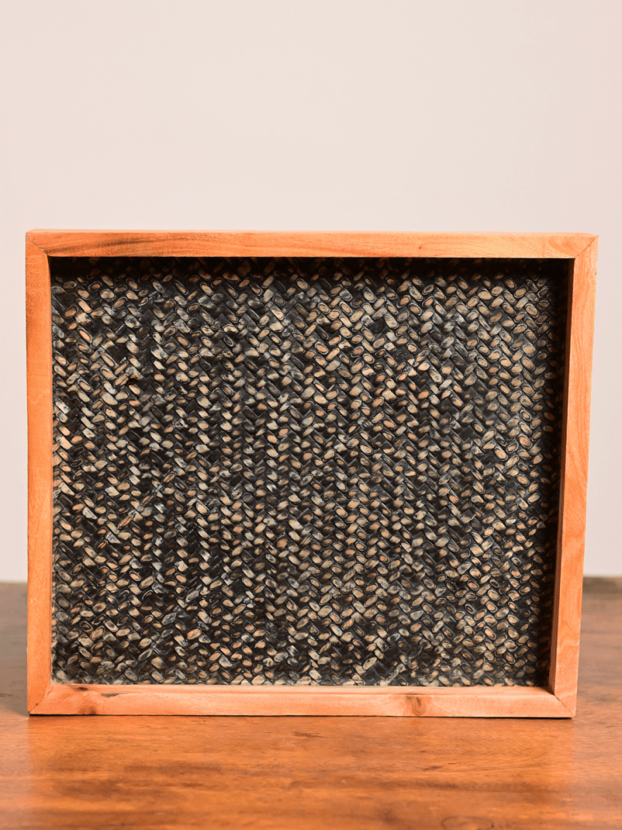 Handmade Small Forest Green Sitalpati Tray - Kadam Haat