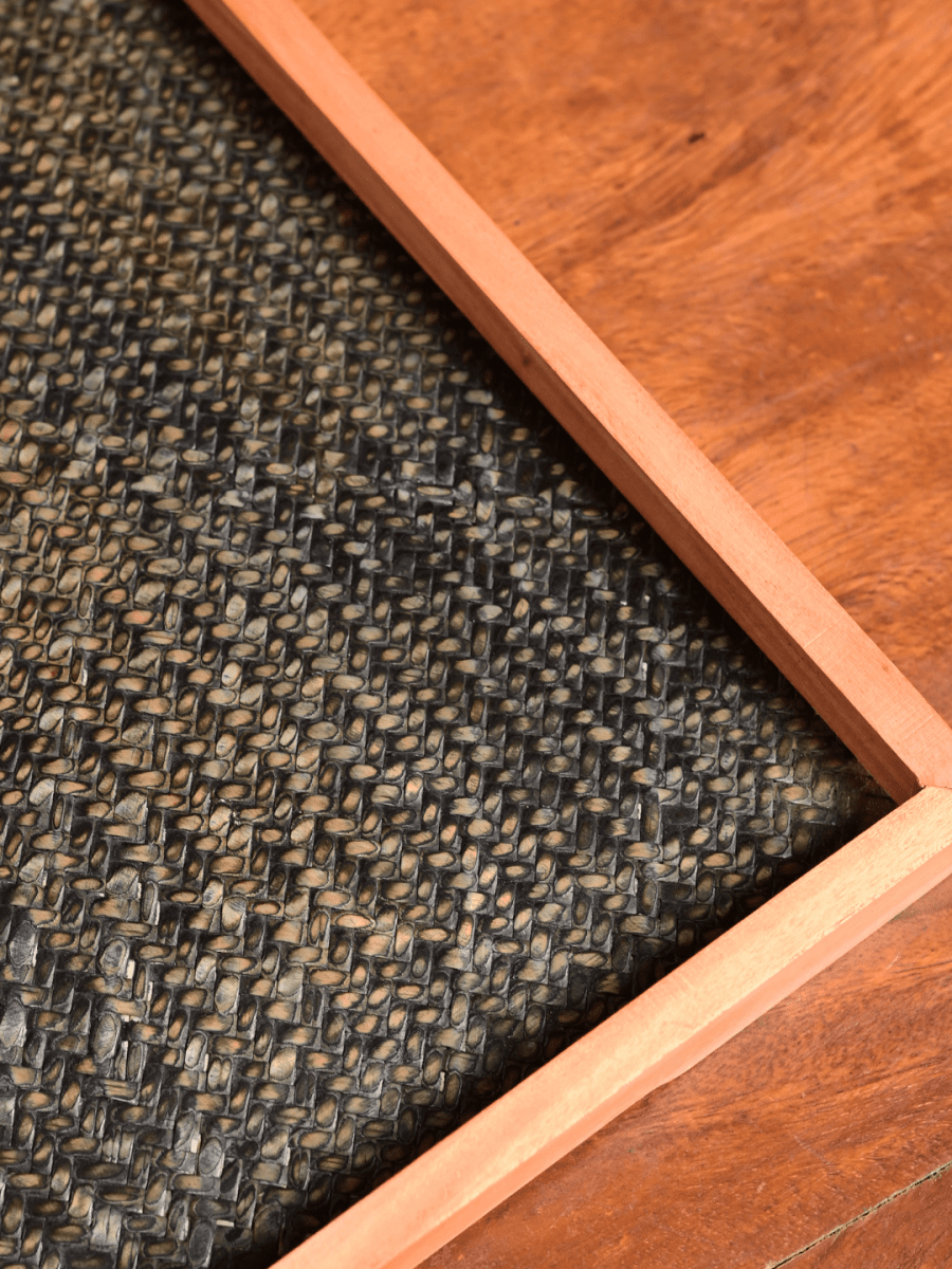 Handmade Small Forest Green Sitalpati Tray - Kadam Haat