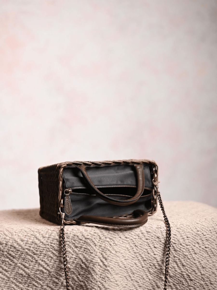 Handmade Wicker City Bag - Black - Kadam Haat