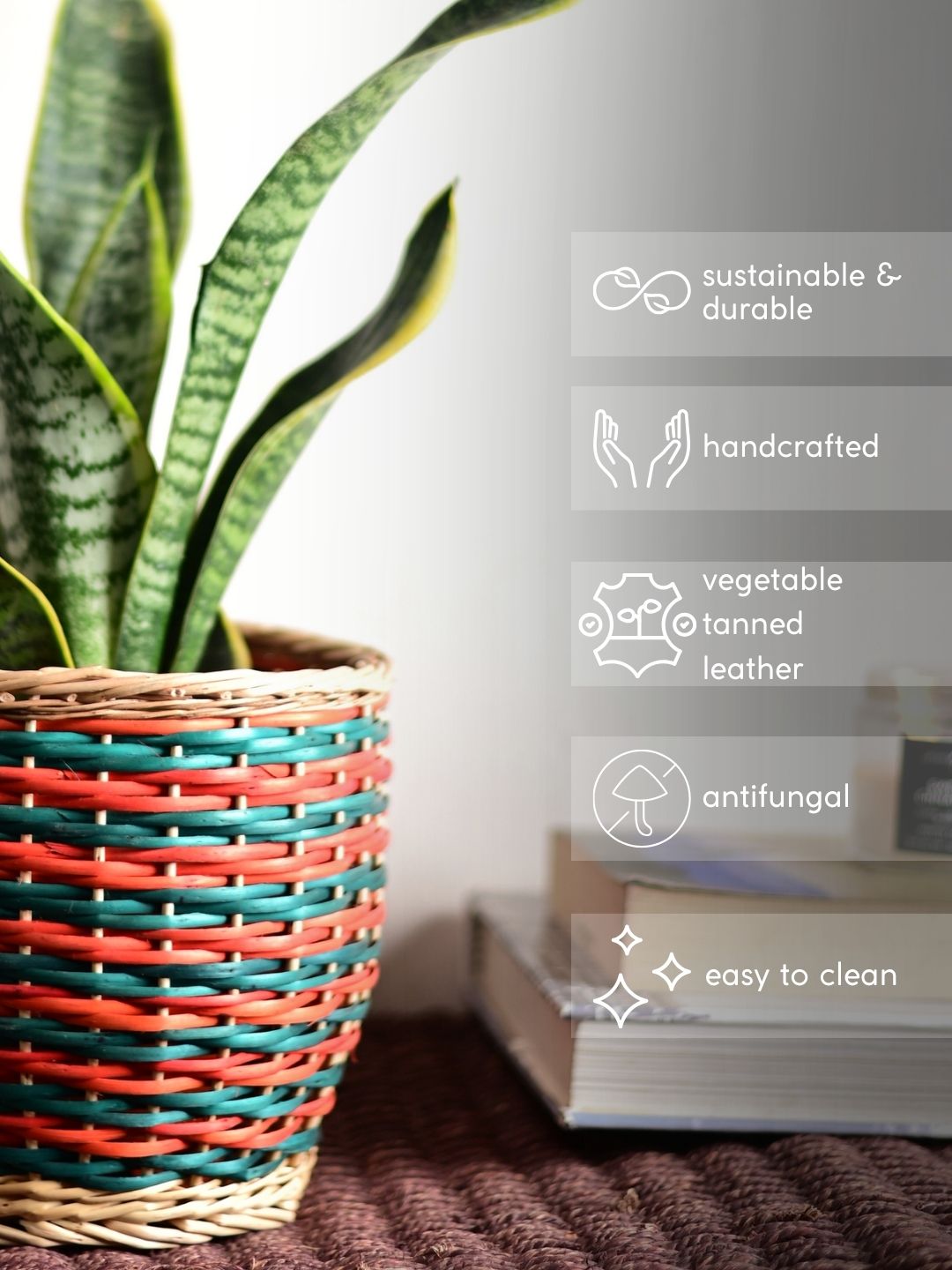 Handmade Wicker Planter - Multicolor - Kadam Haat