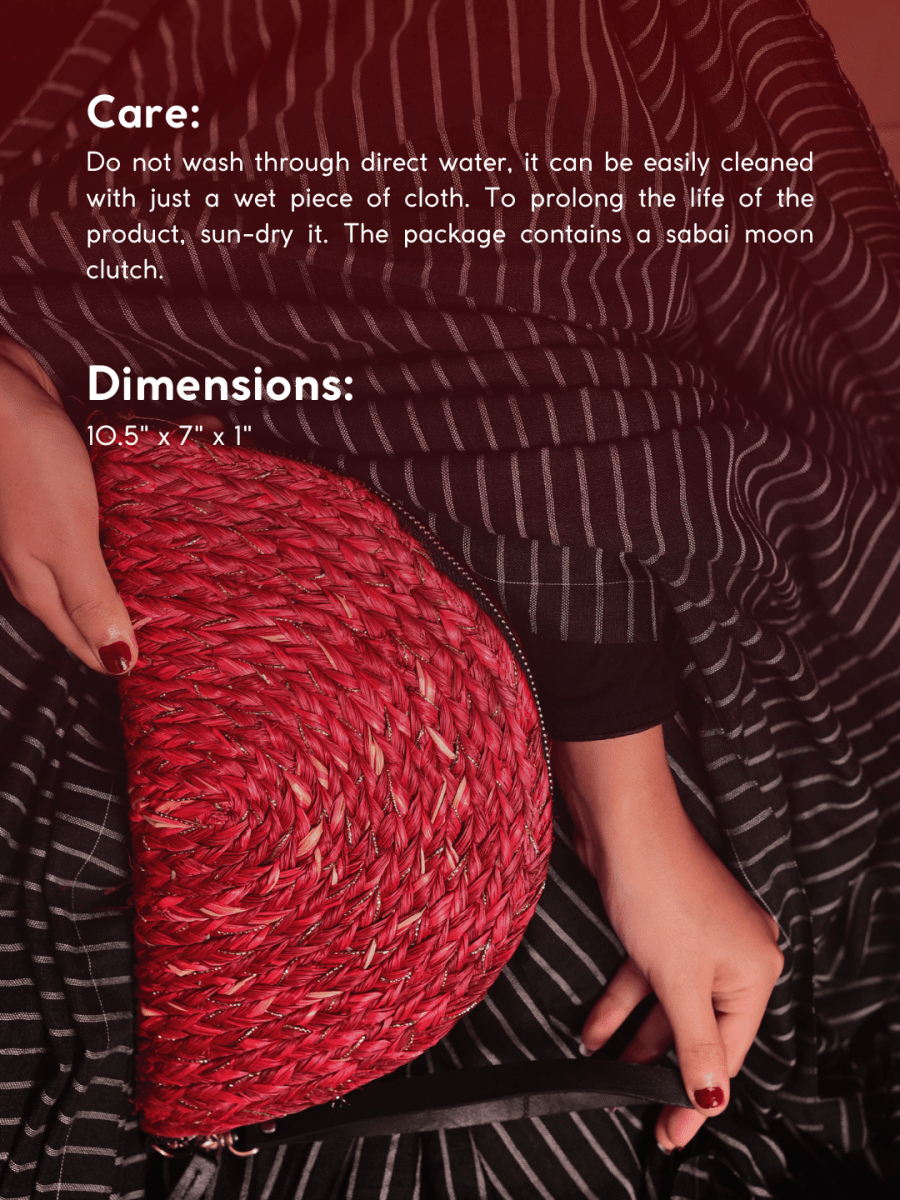 Handmade Zari Moon Clutch - Red Gold - Kadam Haat