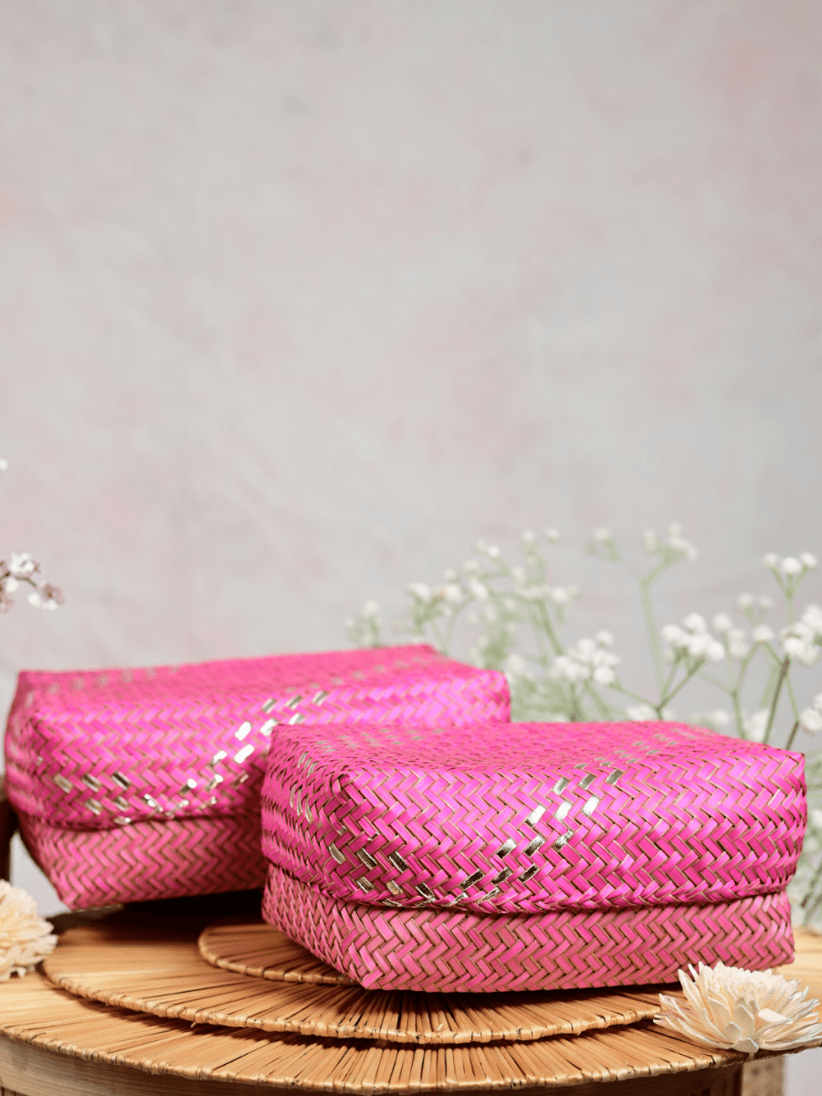 Handmade Zari Sitalpati Cherry Blossom Gift Box - Kadam Haat