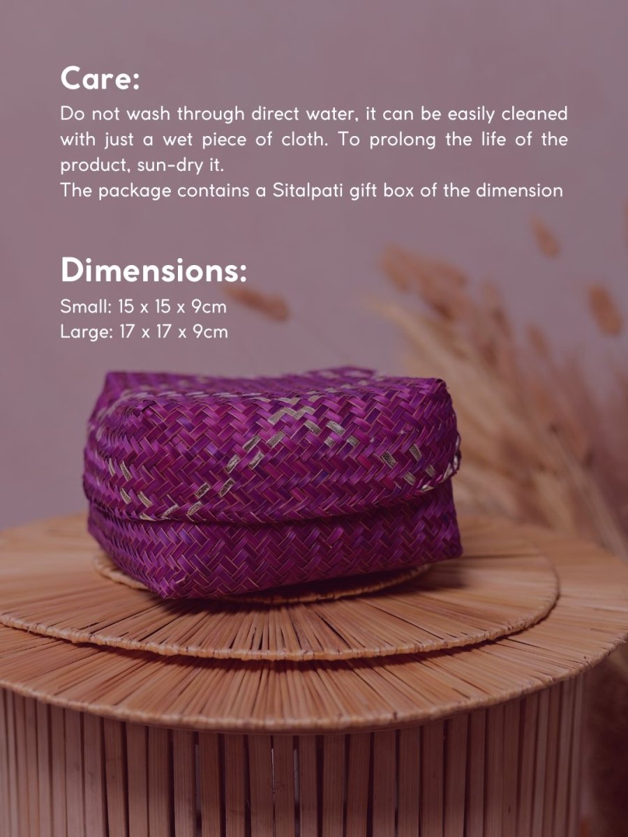 Handmade Zari Sitalpati Mulberry Gift Box - Set of 2 - Kadam Haat