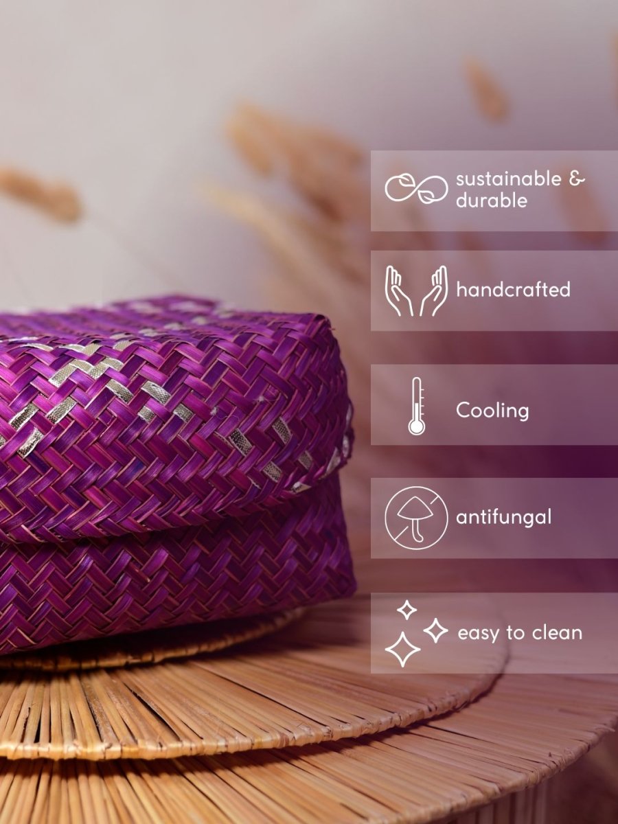 Handmade Zari Sitalpati Mulberry Gift Box - Set of 2 - Kadam Haat