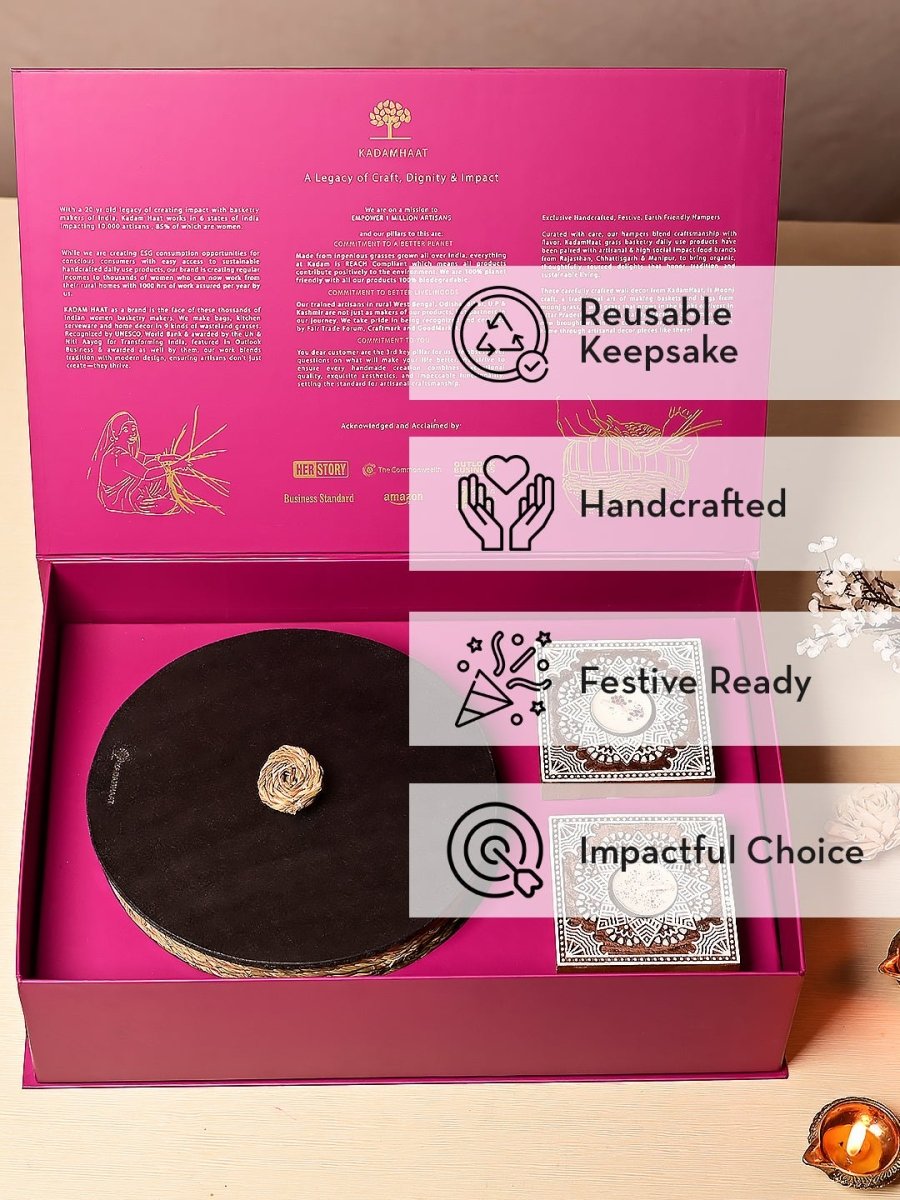 Handwoven Sabai Roti Box Diwali Hamper - Kadam Haat