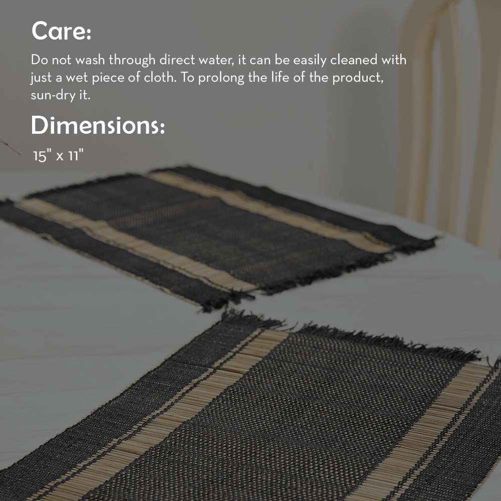 Madurkathi Table Mats – Charcoal Sands | Handmade Placemats | Kadam Haat - Kadam Haat