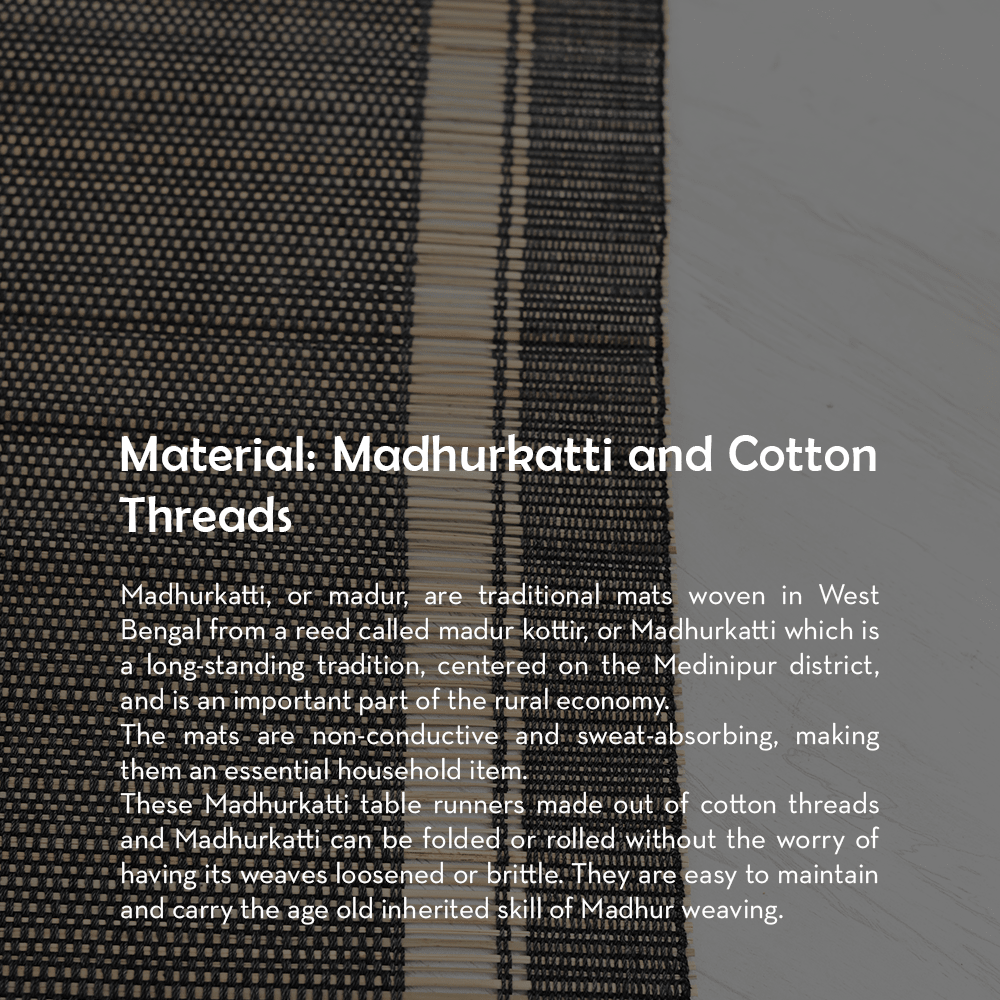 Madurkathi Table Mats – Charcoal Sands | Handmade Placemats | Kadam Haat - Kadam Haat