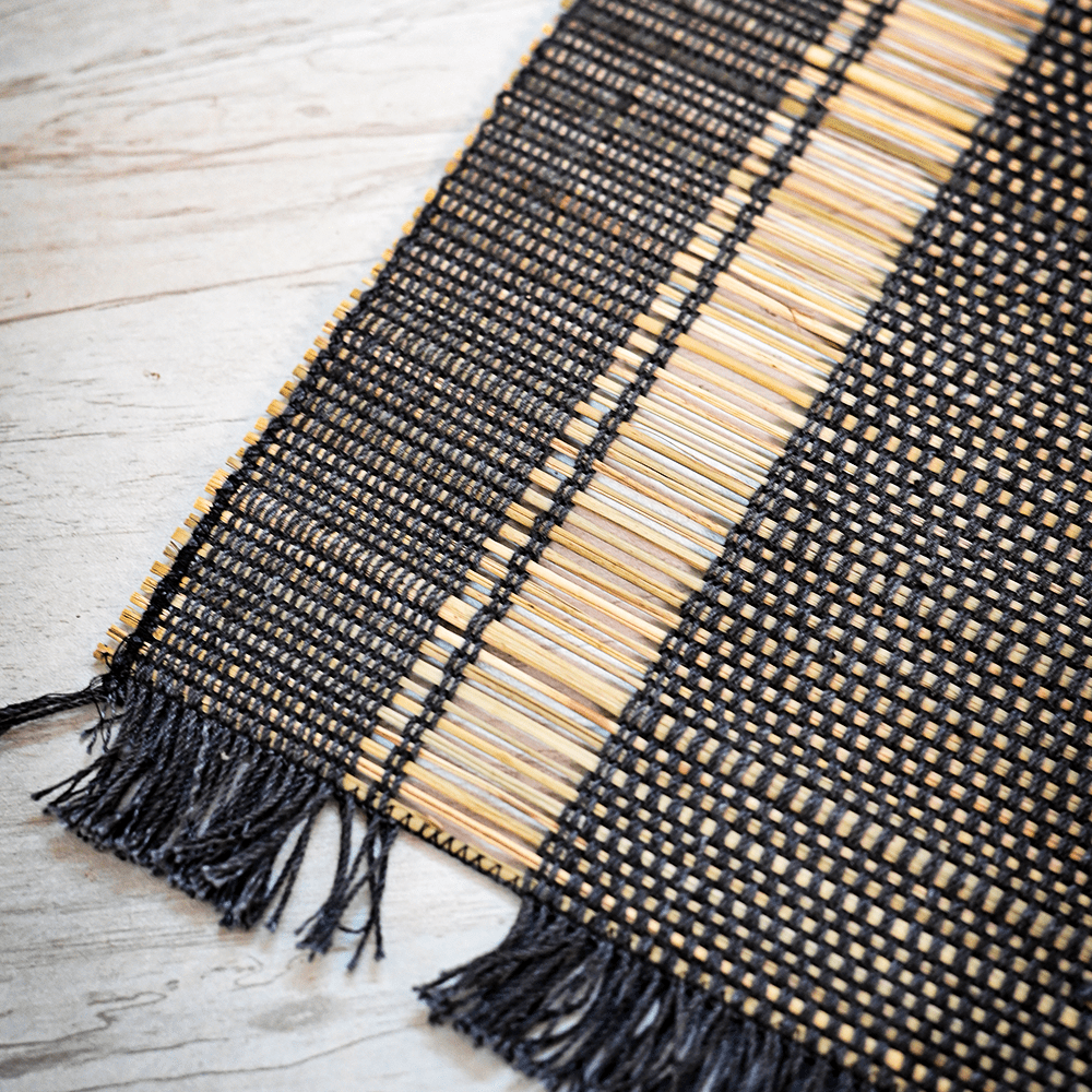 Madurkathi Table Mats – Charcoal Sands | Handmade Placemats | Kadam Haat - Kadam Haat