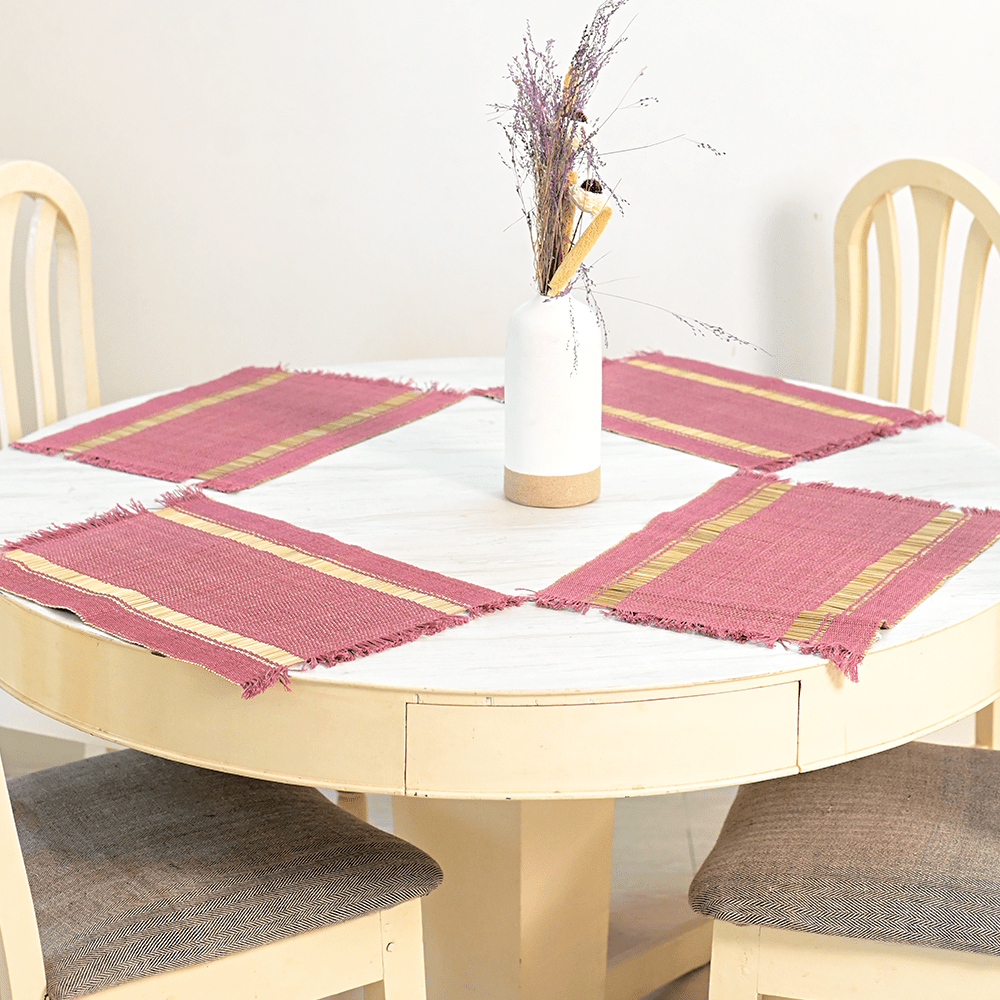 Madurkathi Table Mats – Lavender Bliss | Handmade Placemats | Kadam Haat - Kadam Haat