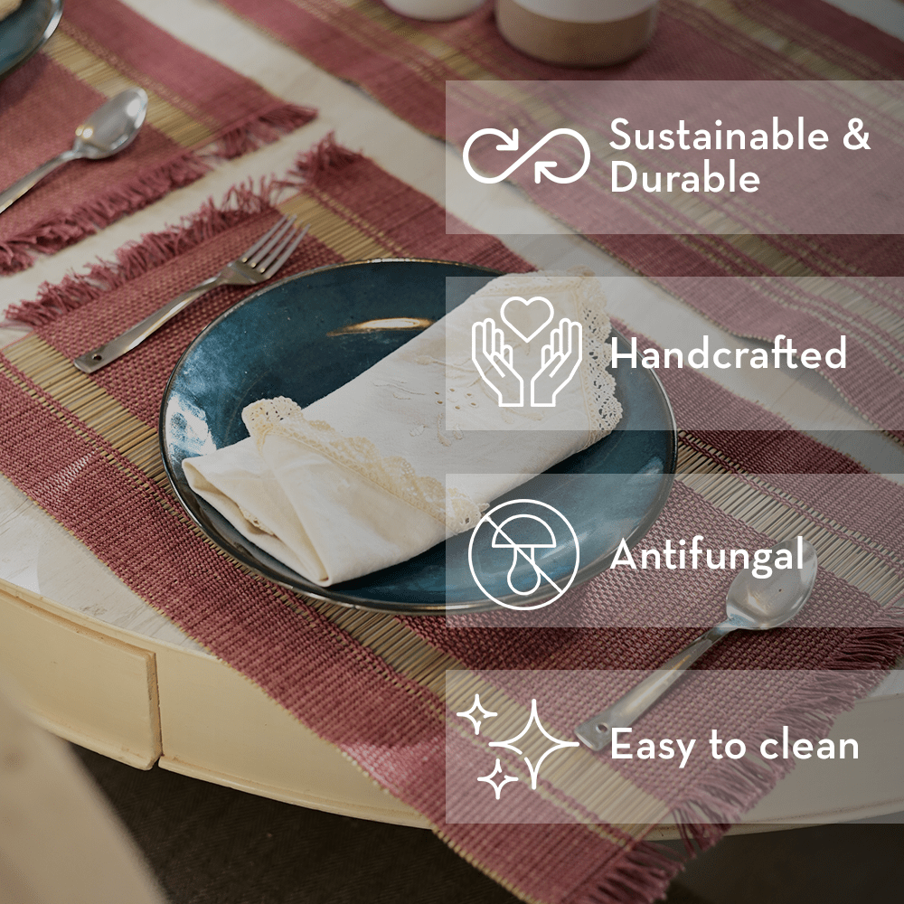 Madurkathi Table Mats – Lavender Bliss | Handmade Placemats | Kadam Haat - Kadam Haat