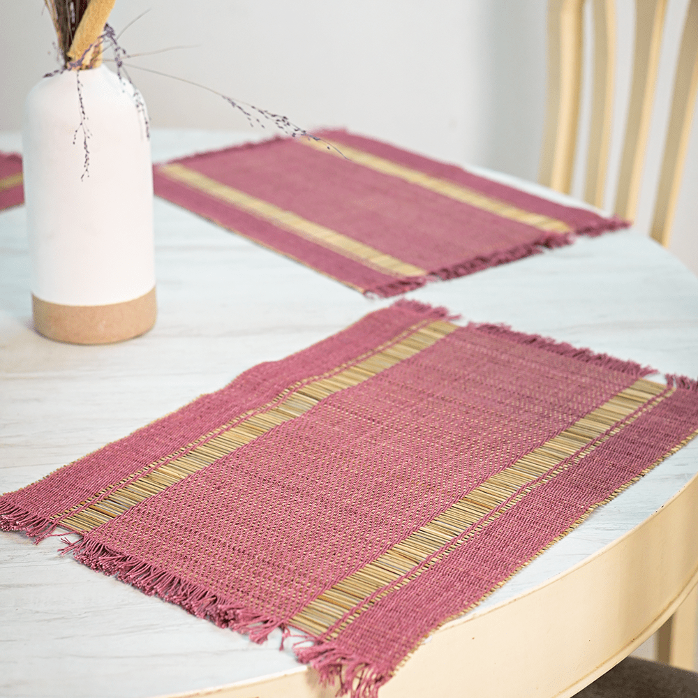 Madurkathi Table Mats – Lavender Bliss | Handmade Placemats | Kadam Haat - Kadam Haat