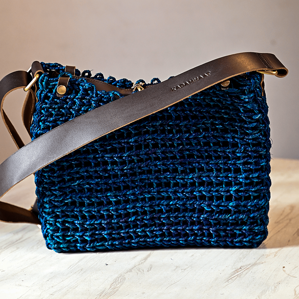 Sabai Flexi Carry Bag with Insert - Indigo | Handmade Crossbody Bag | Kadam Haat - Kadam Haat
