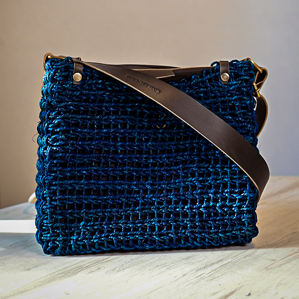 Sabai Flexi Carry Bag with Insert - Indigo | Handmade Crossbody Bag | Kadam Haat - Kadam Haat