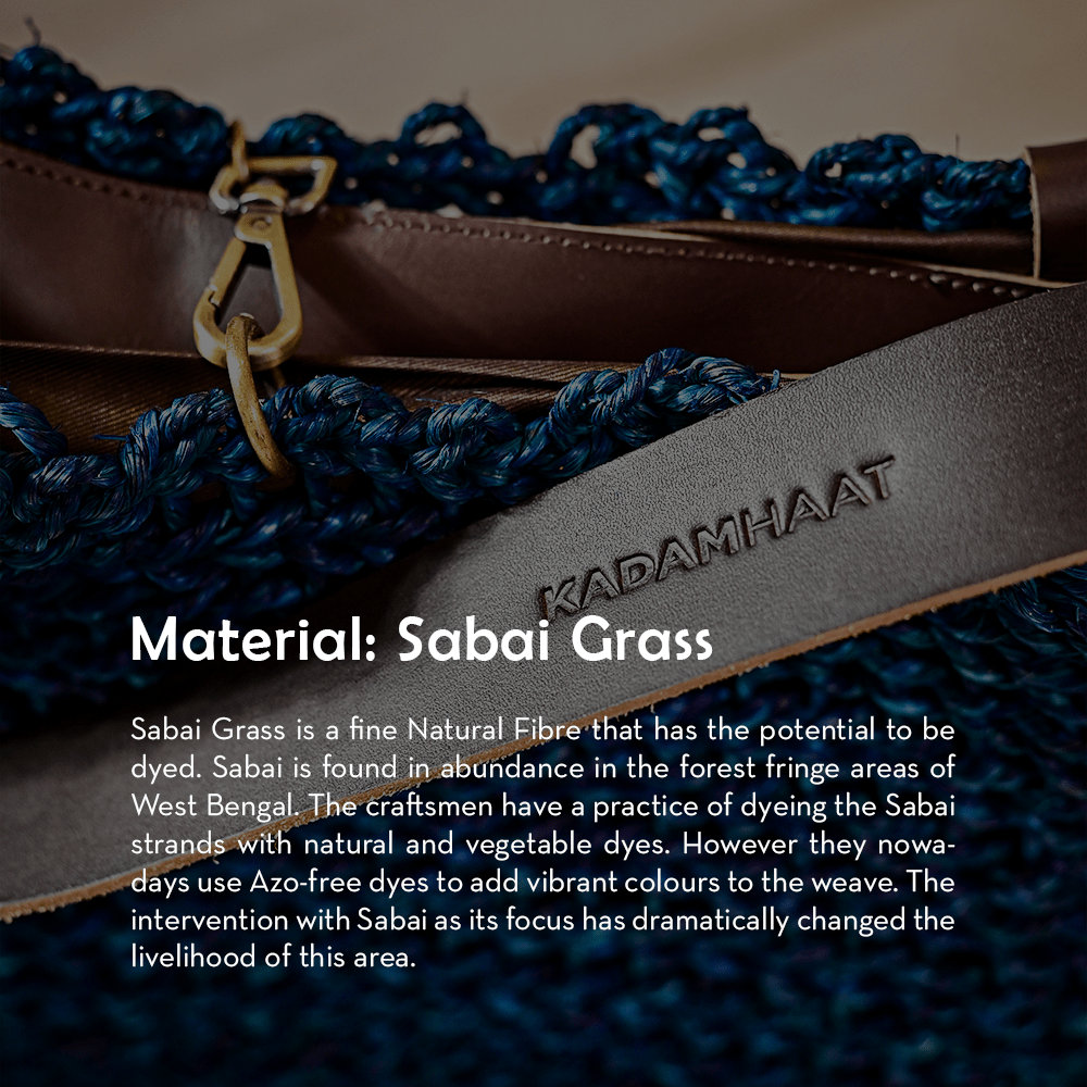 Sabai Flexi Carry Bag with Insert - Indigo | Handmade Crossbody Bag | Kadam Haat - Kadam Haat