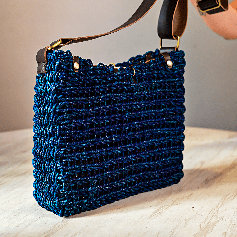 Sabai Flexi Carry Bag with Insert - Indigo | Handmade Crossbody Bag | Kadam Haat - Kadam Haat