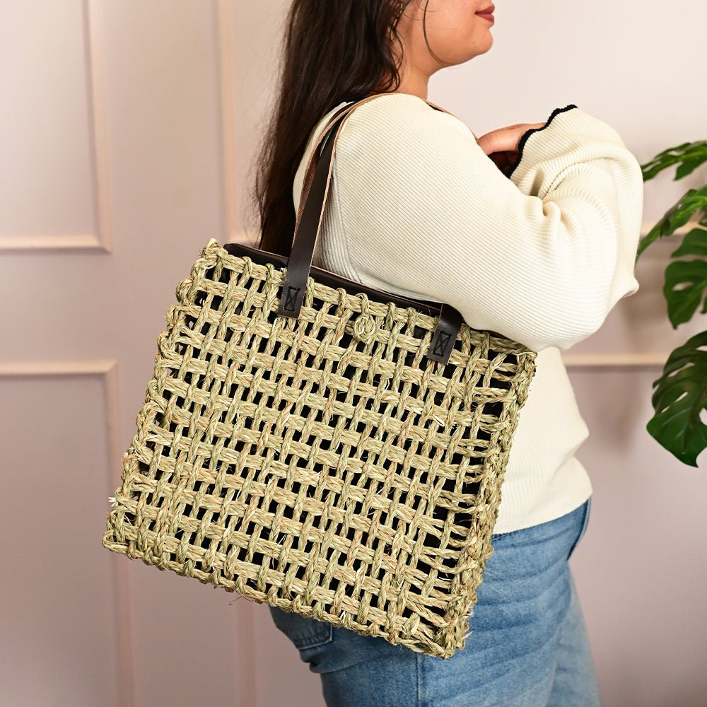 Sabai Mesh Large Luxe Carry Bag - Natural - Kadam Haat