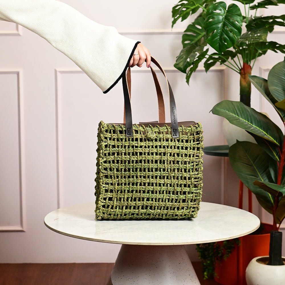 Sabai Mesh Luxe Carry Bag - Avocado - Kadam Haat