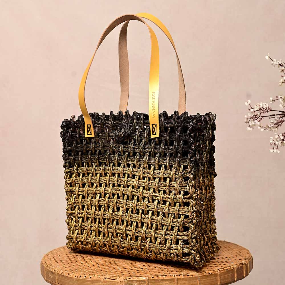 Sabai Mesh Luxe Carry Bag - Black and Gold - Kadam Haat