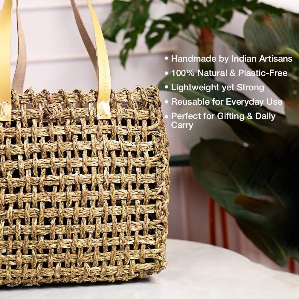 Sabai Mesh Luxe Carry Bag - Natural - Kadam Haat
