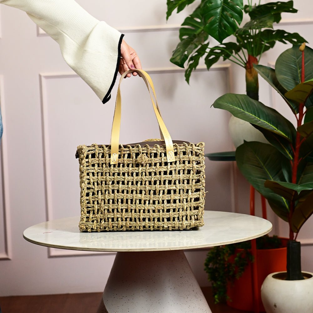 Sabai Mesh Luxe Carry Bag - Natural - Kadam Haat