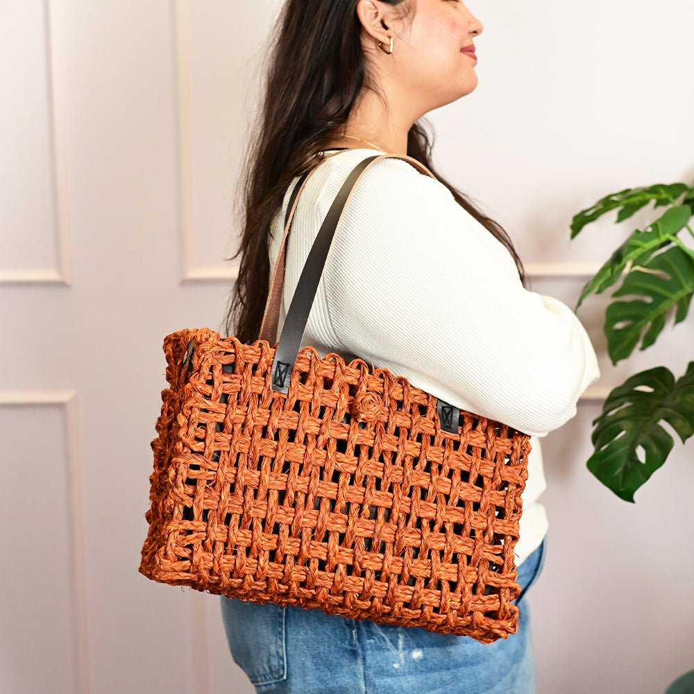 Sabai Mesh Luxe Carry Bag - Orange - Kadam Haat