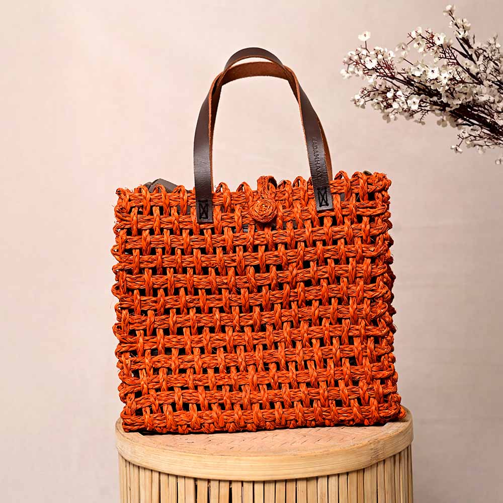 Sabai Mesh Luxe Carry Bag - Orange - Kadam Haat