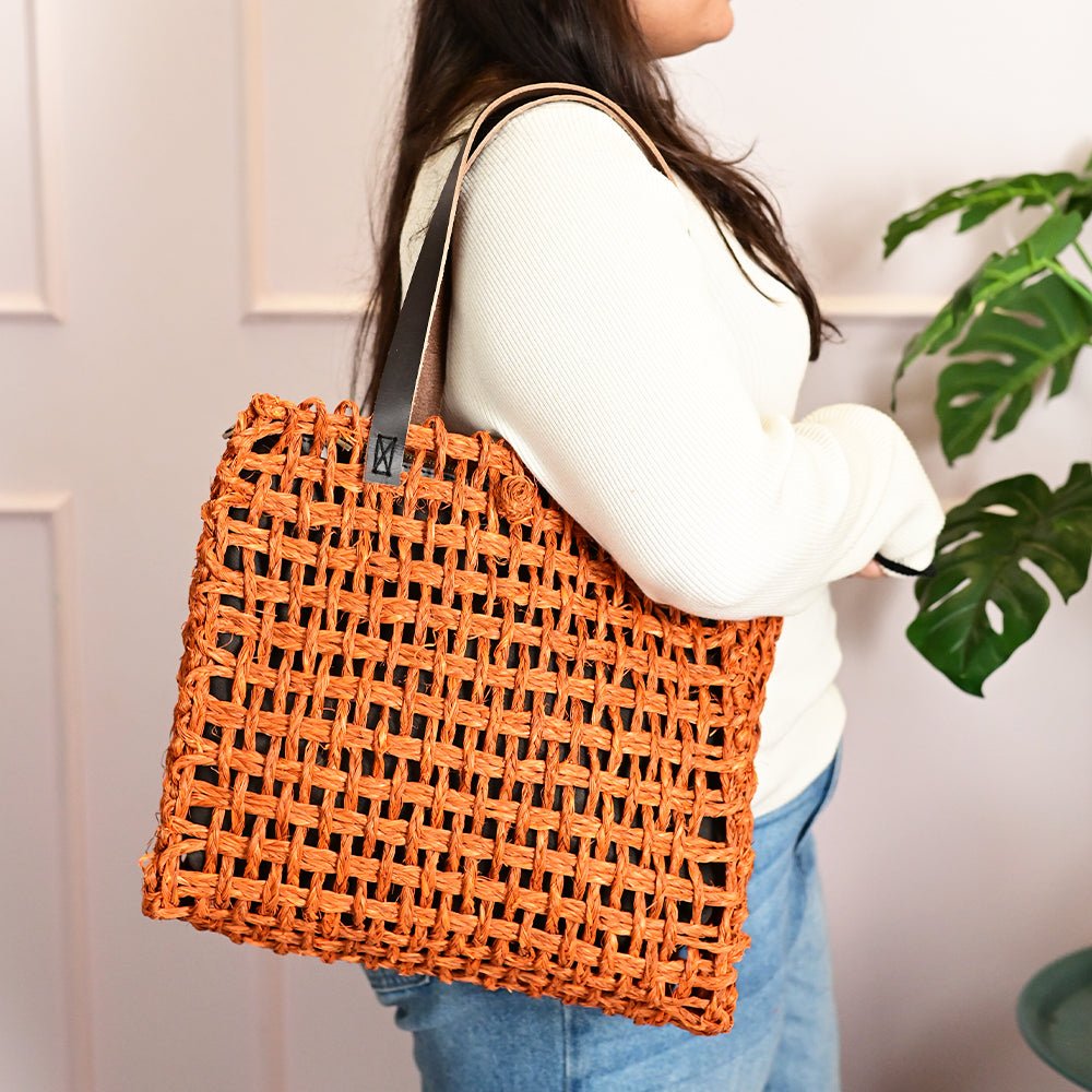 Sabai Mesh Luxe Carry Bag - Orange - Kadam Haat