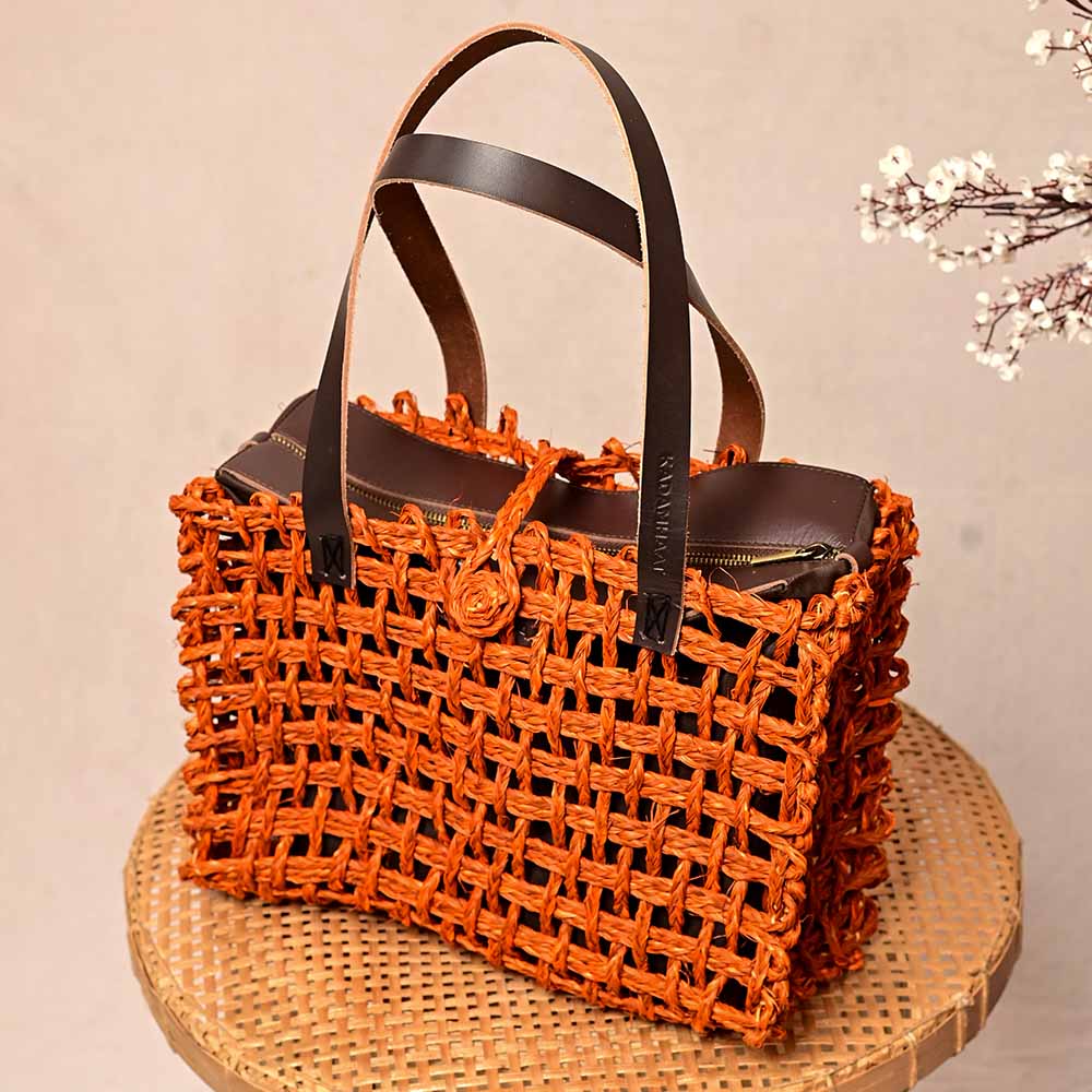 Sabai Mesh Luxe Carry Bag - Orange - Kadam Haat