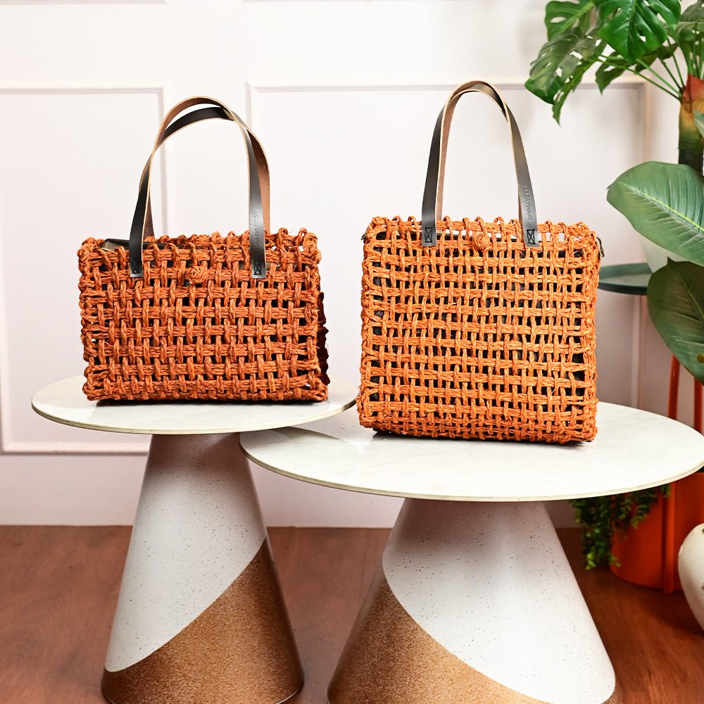 Sabai Mesh Luxe Carry Bag - Orange - Kadam Haat
