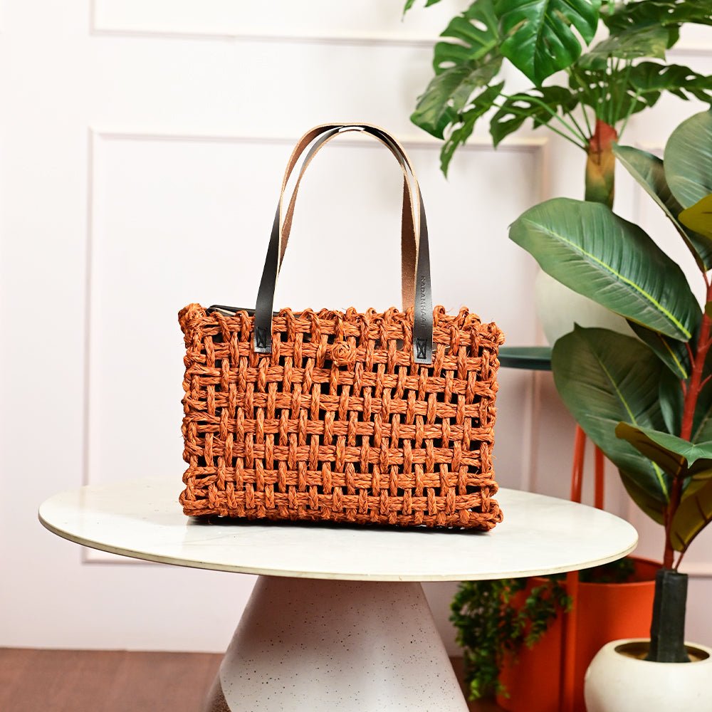 Sabai Mesh Luxe Carry Bag - Orange - Kadam Haat