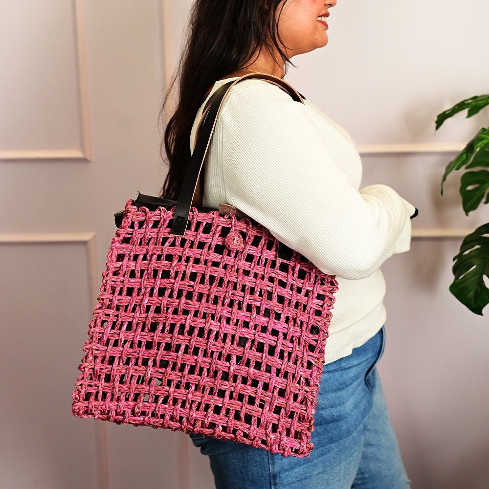 Sabai Mesh Luxe Carry Bag - Pink - Kadam Haat