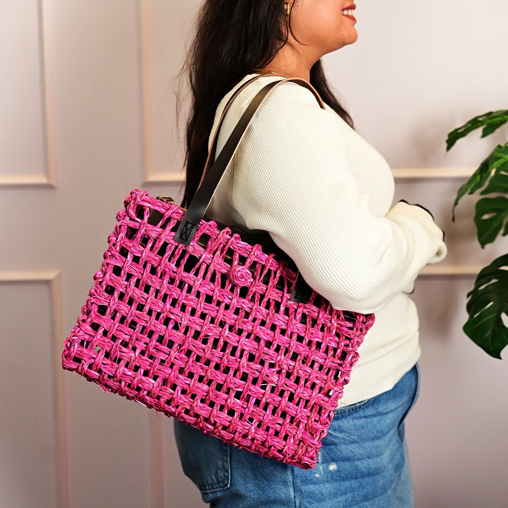 Sabai Mesh Luxe Carry Bag - Pink - Kadam Haat
