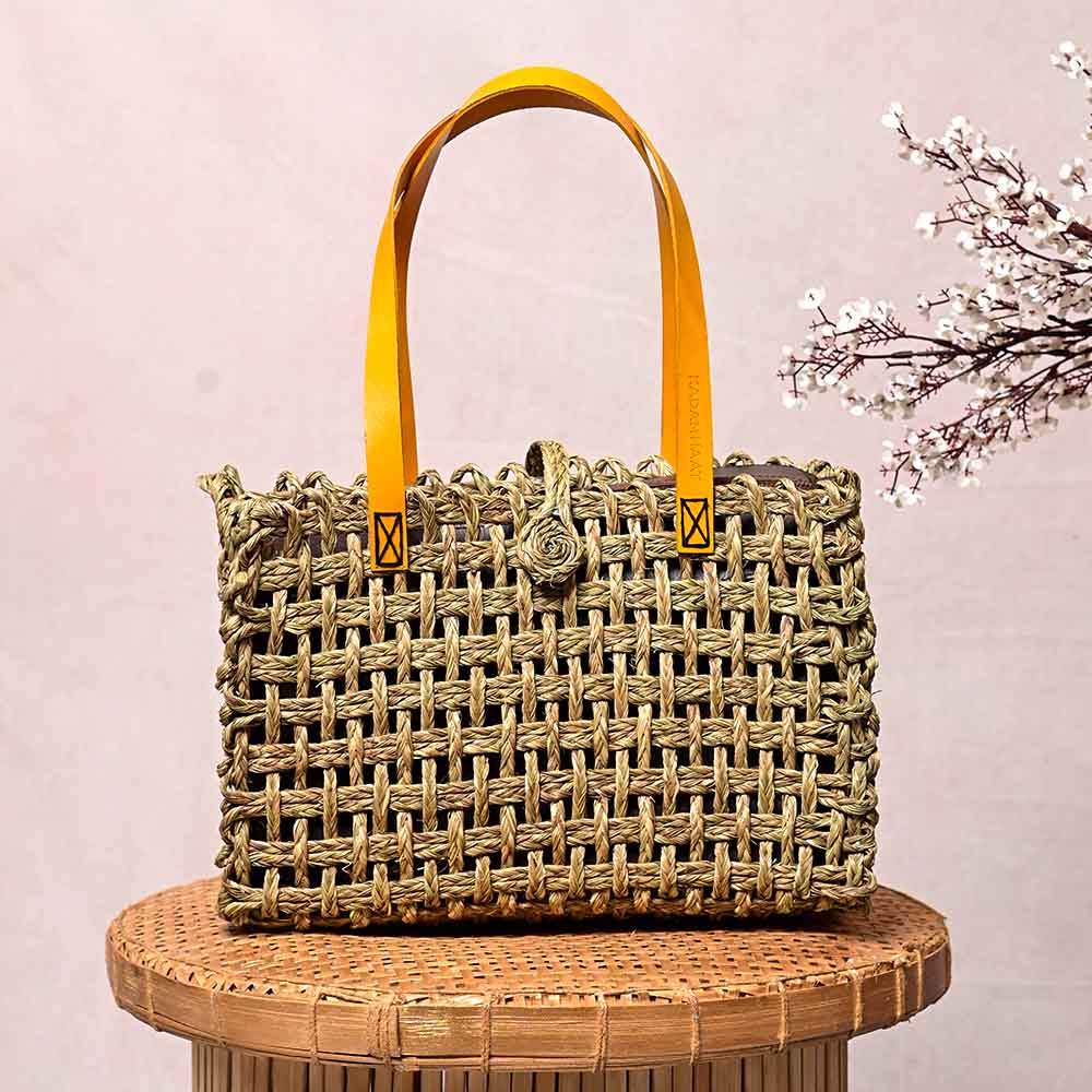 Sabai Mesh Luxe Carry Bag - Turmeric - Kadam Haat