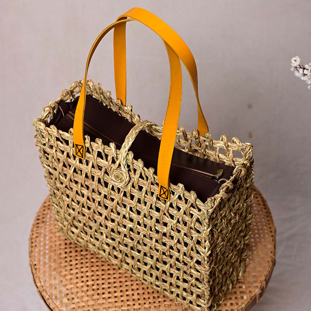 Sabai Mesh Luxe Carry Bag - Turmeric - Kadam Haat
