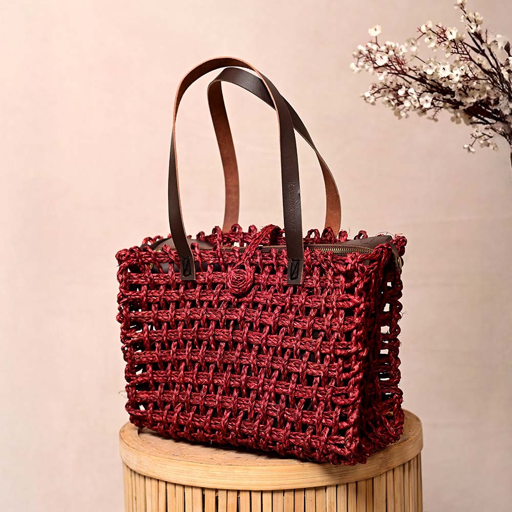 Sabai Mesh Luxe Carry Bag - Wine - Kadam Haat