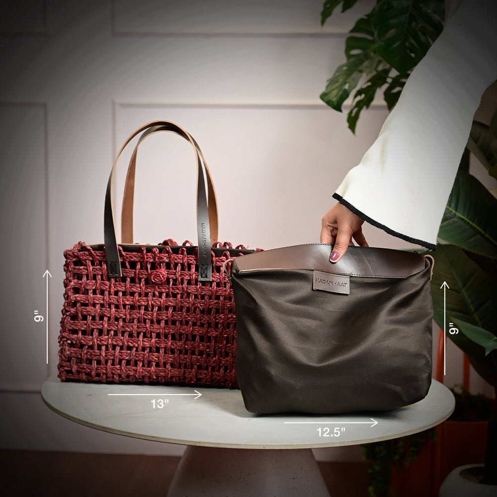 Sabai Mesh Luxe Carry Bag - Wine - Kadam Haat