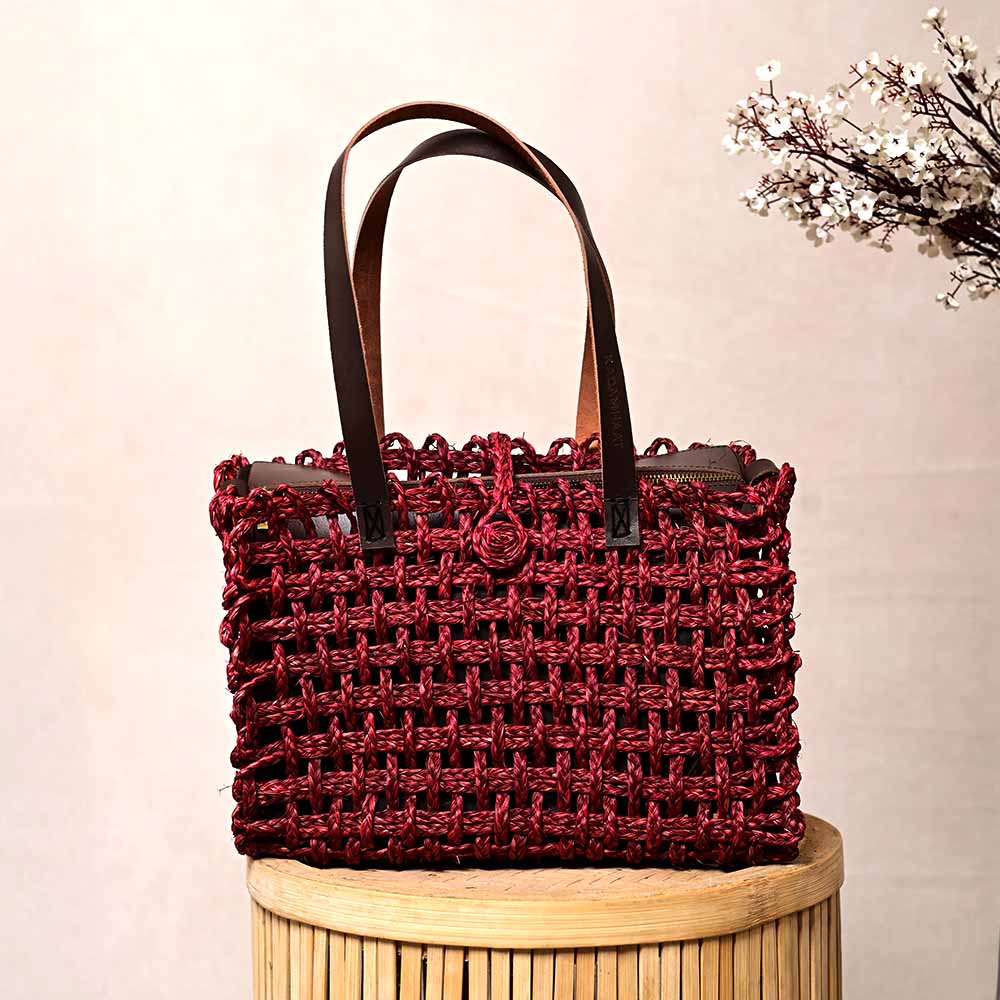 Sabai Mesh Luxe Carry Bag - Wine - Kadam Haat