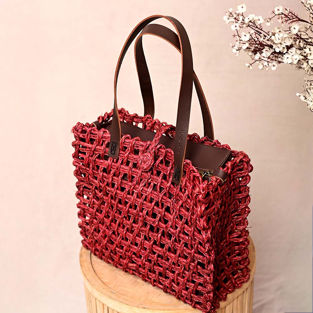 Sabai Mesh Luxe Carry Bag - Wine - Kadam Haat