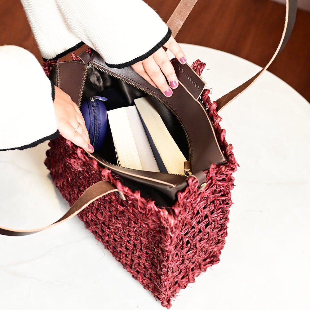 Sabai Mesh Luxe Carry Bag - Wine - Kadam Haat